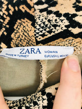 Load image into Gallery viewer, Zara Women’s Snakeskin Print Jersey Midi Dress | L | Brown
