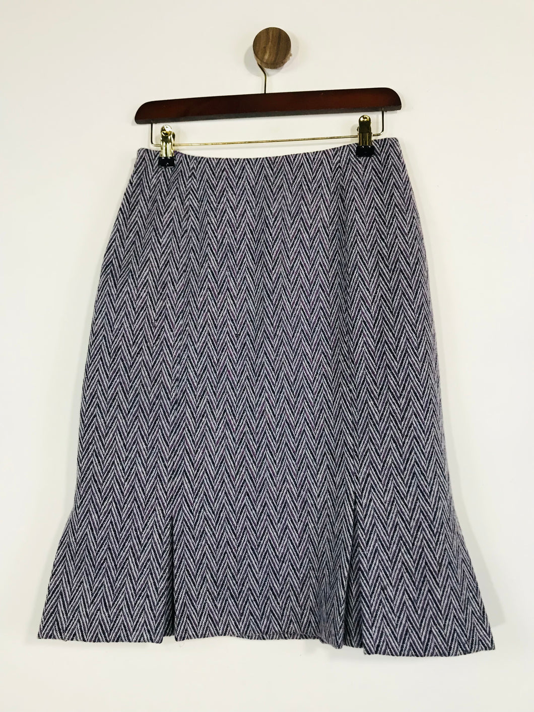 Hobbs Women's Wool Chevron A-Line Skirt | UK10 | Purple