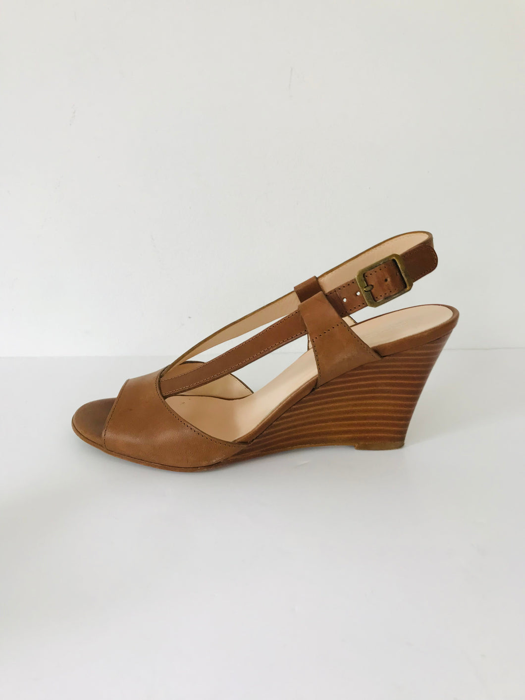 Hobbs Women's Leather Wedge Sandals | 38 UK5 | Brown