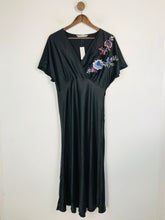 Load image into Gallery viewer, Nicolas Millington Women&#39;s Floral A-line Midi Dress NWT | UK14 | Black
