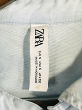 Load image into Gallery viewer, Zara Women&#39;s Crop Raw Hem Button-Up Shirt | S UK8 | Blue
