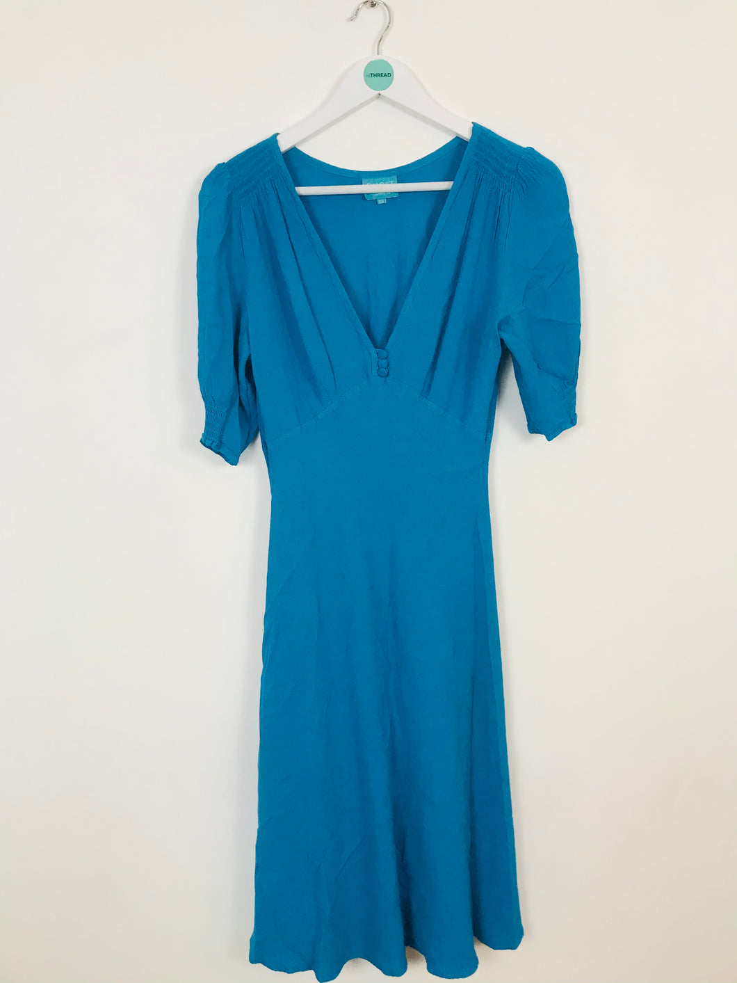 Ghost London Womens Midi Vintage A-Line Dress | XS UK6 | Blue