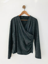 Load image into Gallery viewer, Jaeger Women&#39;s Gathered Wrap Top | L UK14 | Grey
