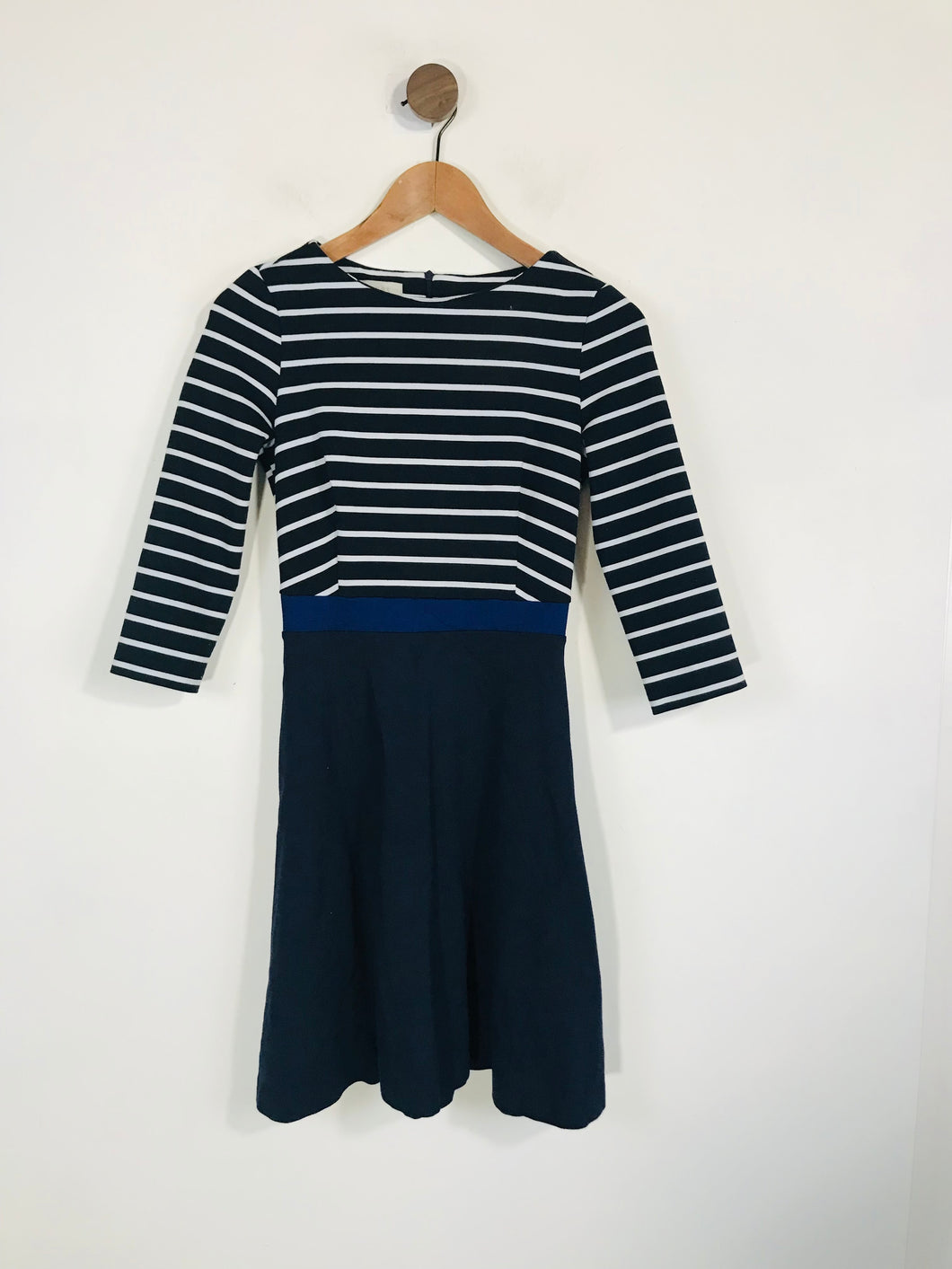 Hobbs Women's Striped Long Sleeve A-Line Dress | UK6 | Blue