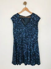 Load image into Gallery viewer, French Connection Women&#39;s Glittery Sequin A-Line Dress | UK16 | Blue
