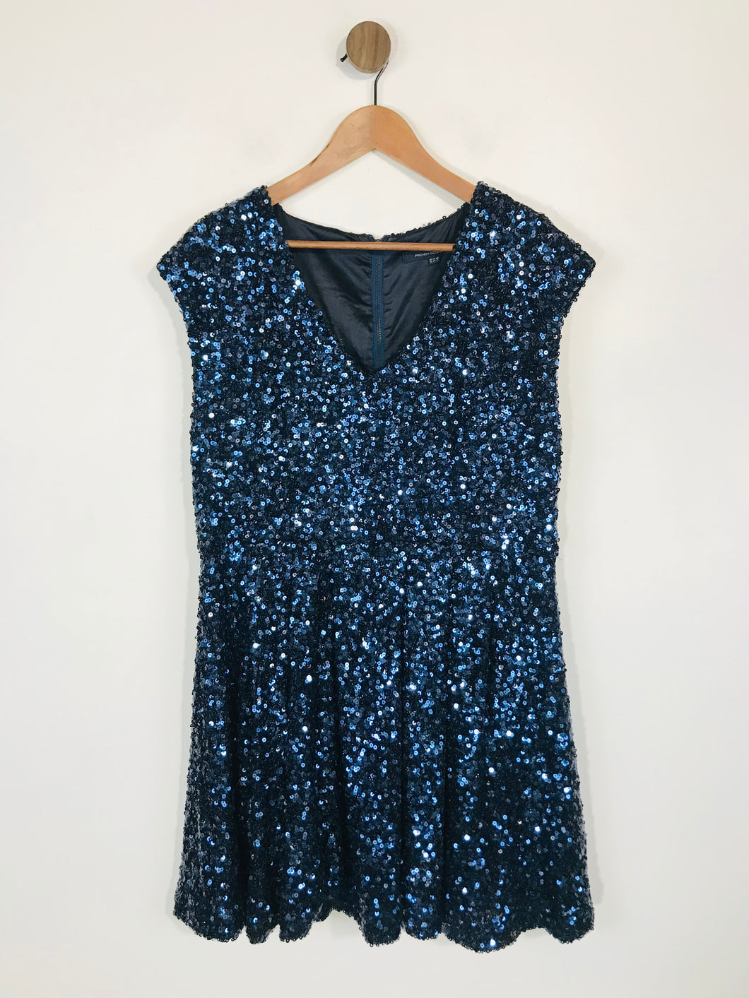 French Connection Women's Glittery Sequin A-Line Dress | UK16 | Blue