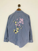 Load image into Gallery viewer, Zara Women’s Oversized Floral Striped Shirt | M UK10-12 | Blue
