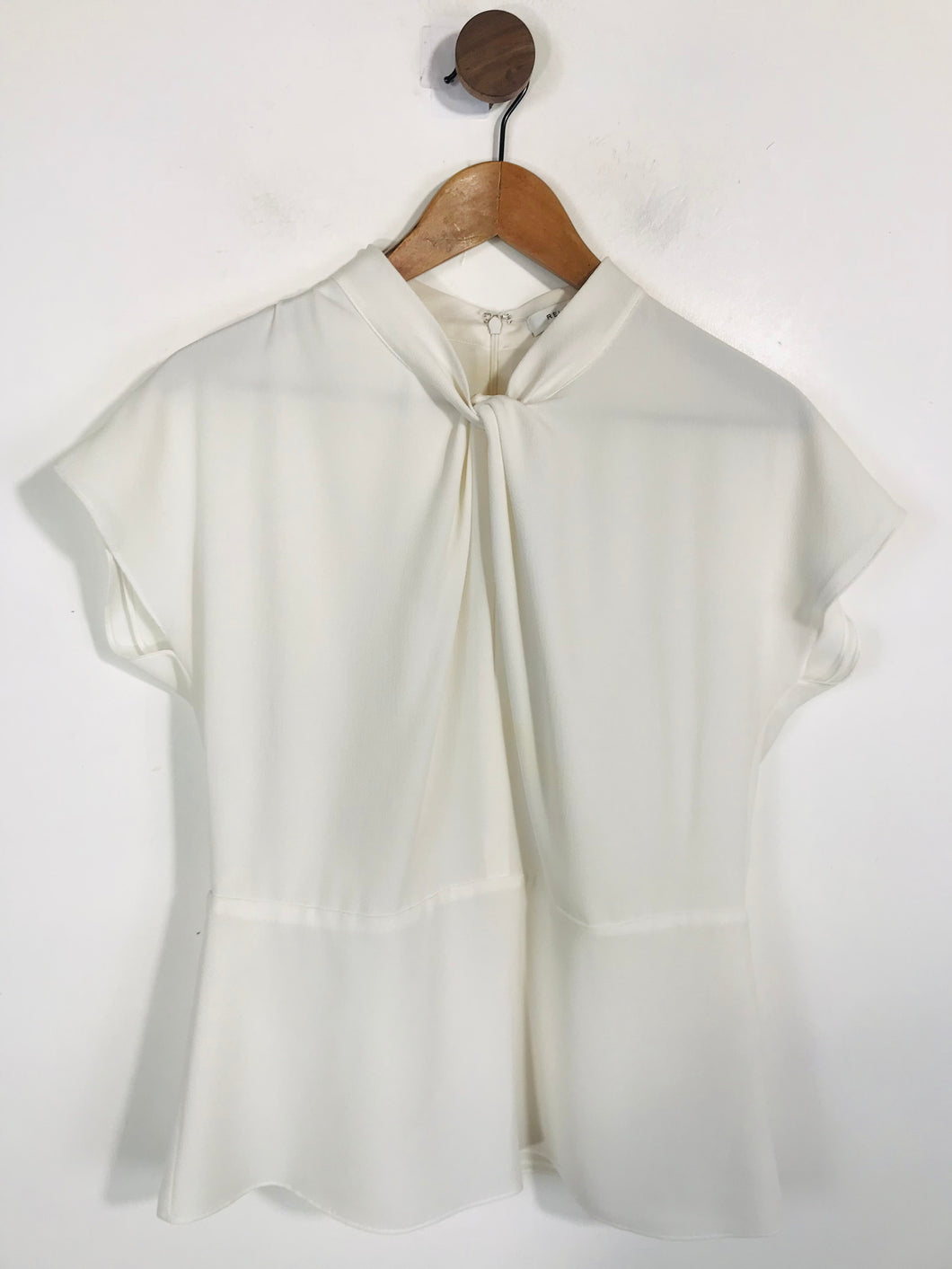 Reiss Women's High Neck Ruched Blouse | UK12 | White