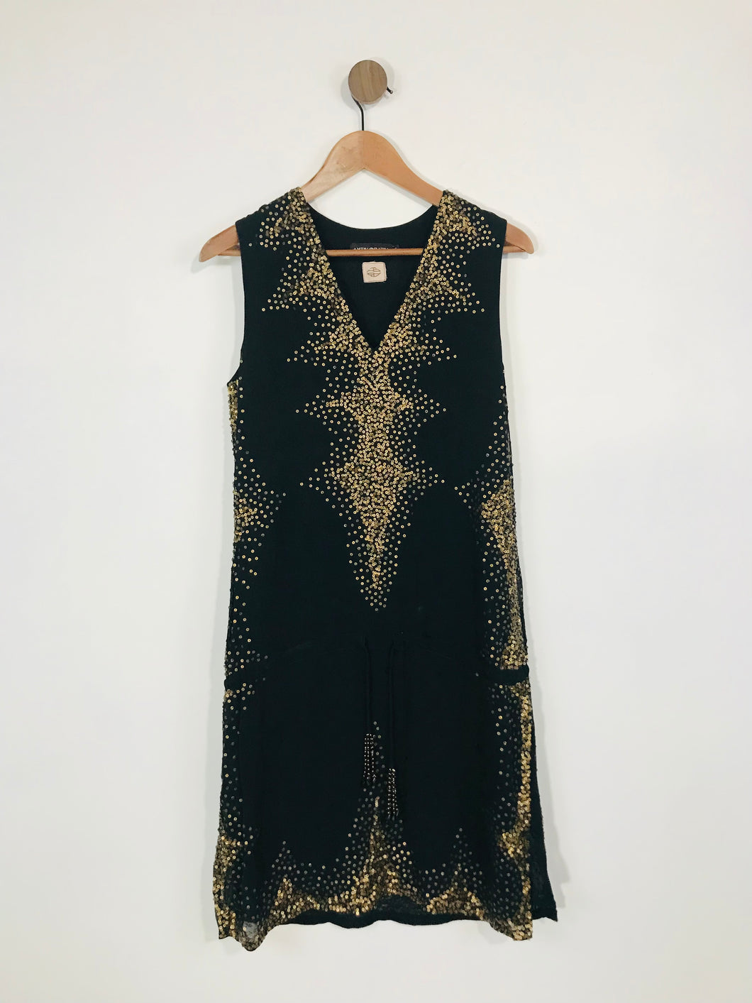 Antik Batik Women's Boho Embroidered Midi Dress | S UK8 | Black