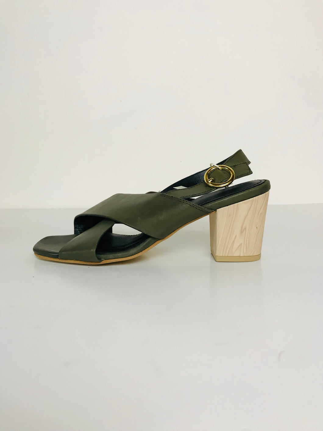 Monsoon Women's Leather Cross Strap Heeled Sandals NWT | 38 UK5 | Green