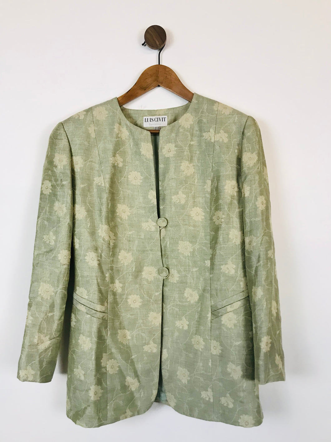 Luis Civit Women's Floral, Button Up Blazer Jacket | UK12 | Green