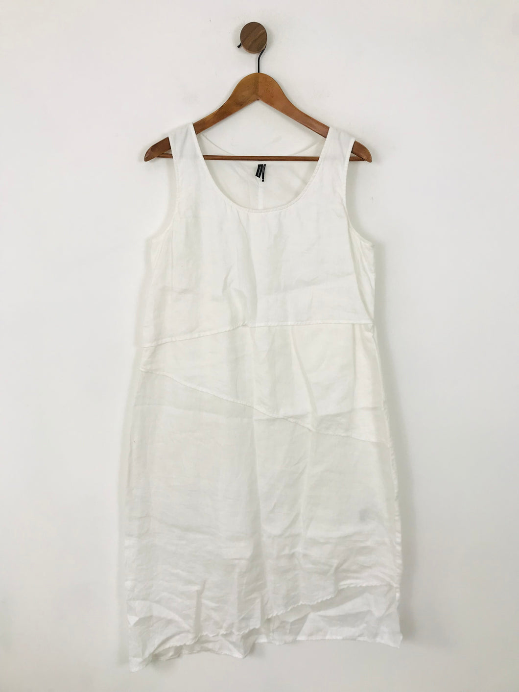 Stella Carakasi Women's Linen Sleeveless Midi A-Line Dress | M UK12 | White