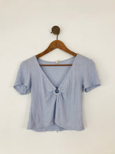 Load image into Gallery viewer, Urban Outfitters Women’s V-Neck Gathered Crop Top | S UK8 | Blue
