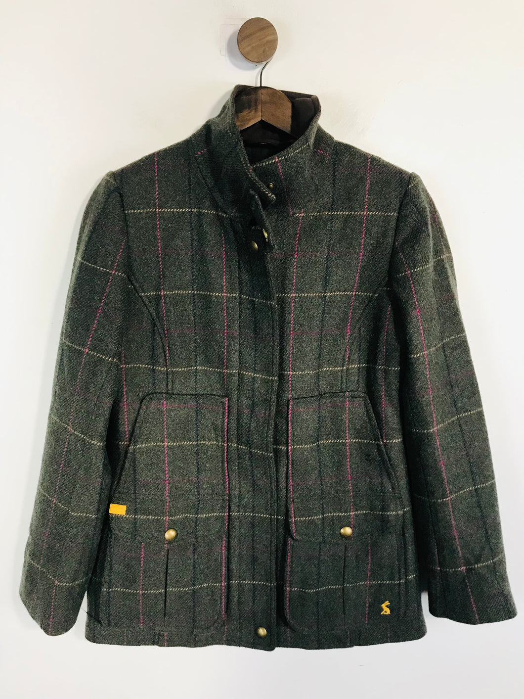 Joules Women's Tweed Check Gingham Overcoat Coat NWT | UK10 | Green