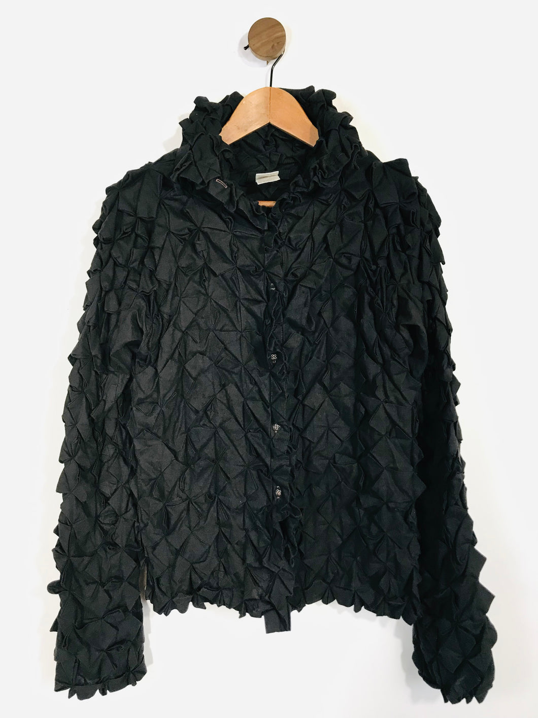 Issey Miyake Women's Cotton High Neck Button Shirt | Size 3 | Black