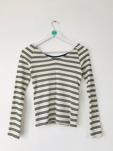 Load image into Gallery viewer, Zara Women’s Striped Wide Neck Shirt | M UK10 | Black and White
