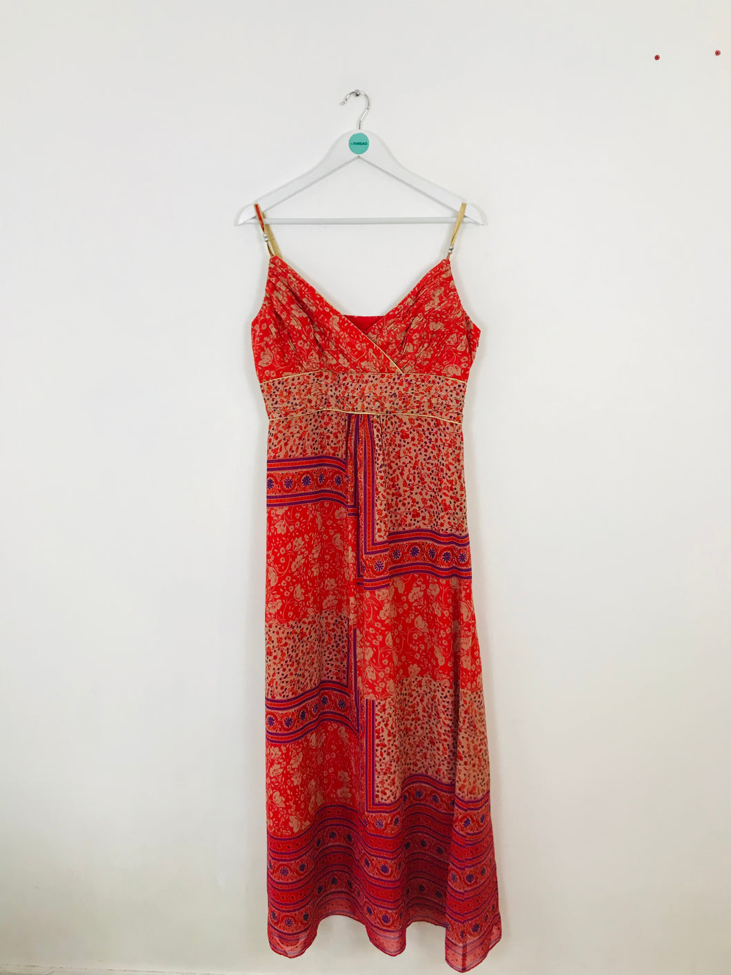 Monsoon Women’s Floral Patchwork Glitter Maxi Dress | UK16 | Red