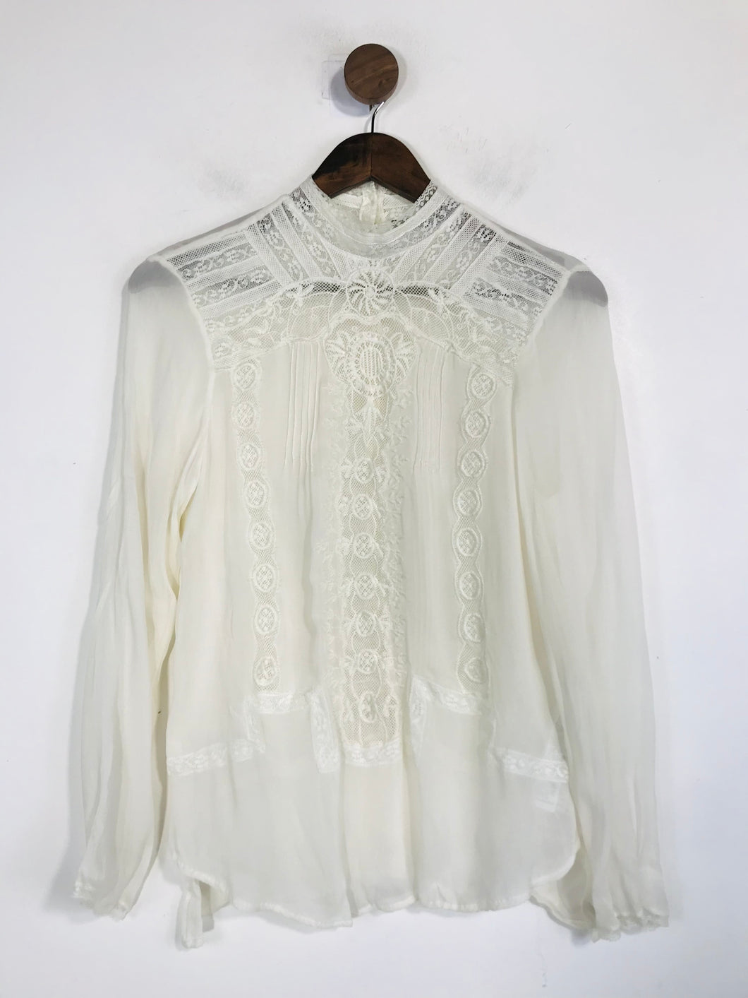 Zara Women's Embroidered Sheer Blouse | S UK8 | White
