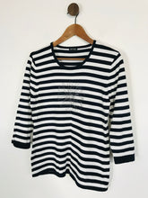 Load image into Gallery viewer, Gerry Weber Women&#39;s Striped Embellished T-Shirt  | UK12  | Black

