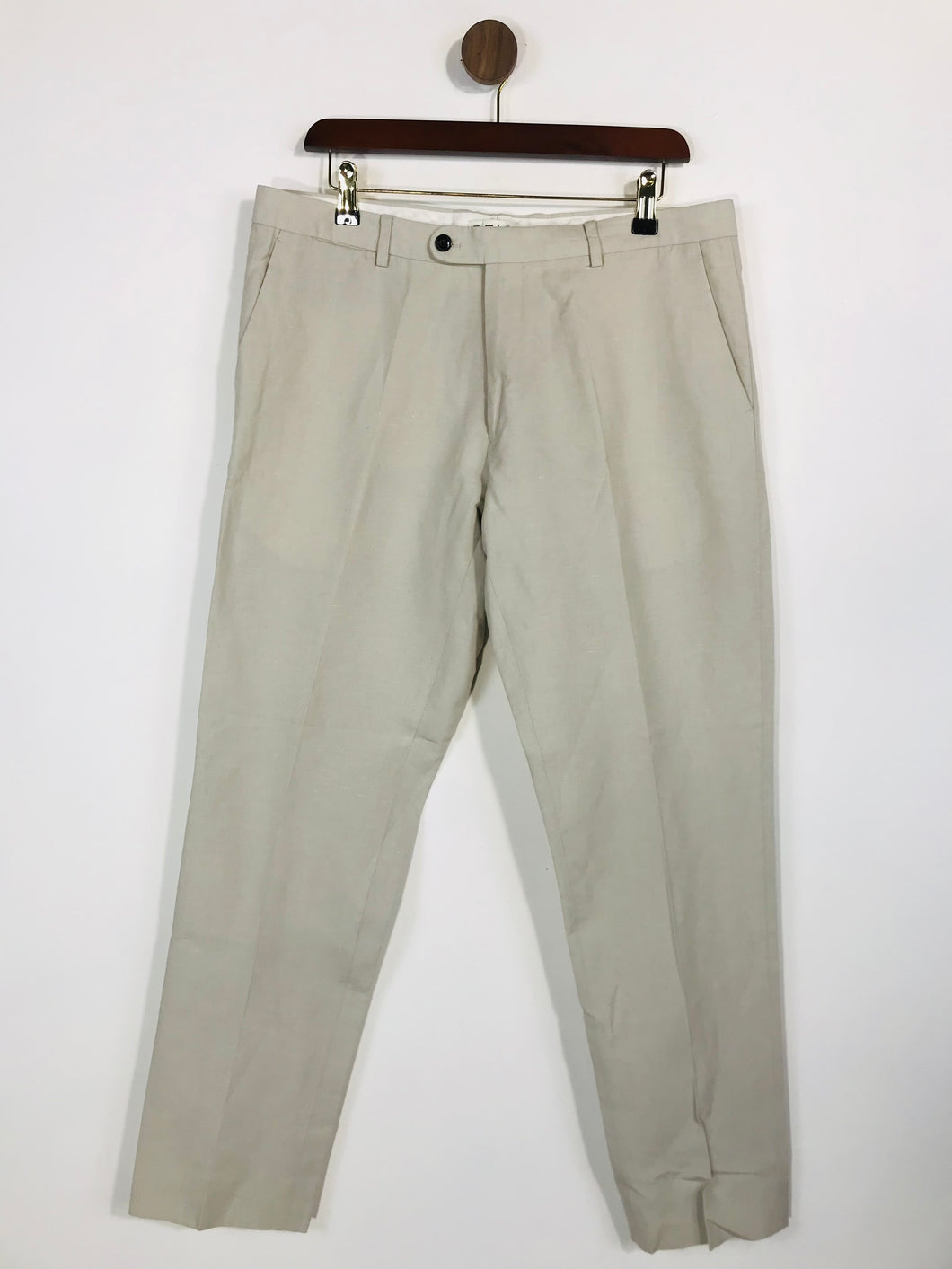 Reiss Men's Linen Blend Smart Trousers | 34 | Beige