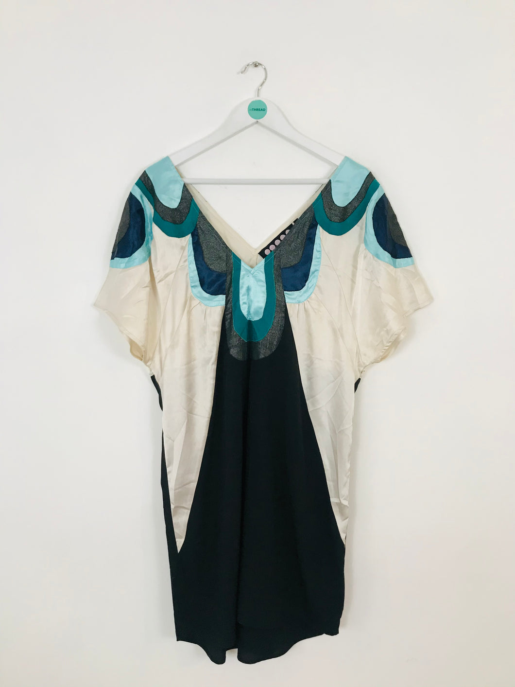 Carmakoma Women’s V-Neck Oversized Kaftan Dress | Plus Size S UK14-16 | White Multi
