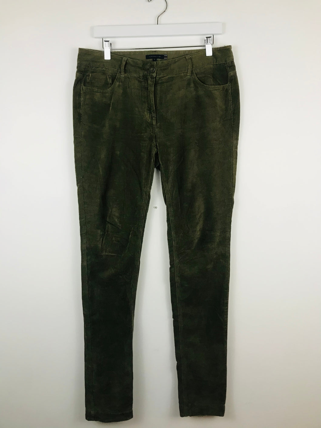 Tommy Hilfiger Womens Corduroy Slim Leg Trousers | UK10 W34” L33” | Green