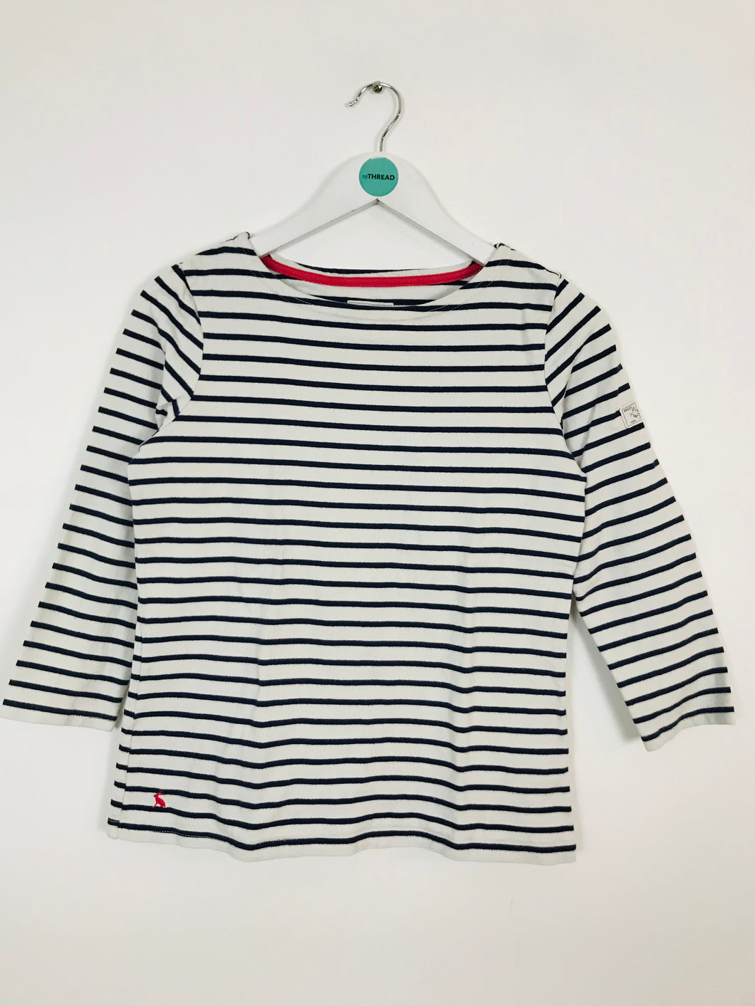 Joules Women’s Stripe 3/4 Length Sleeve Tshirt | UK10 | White