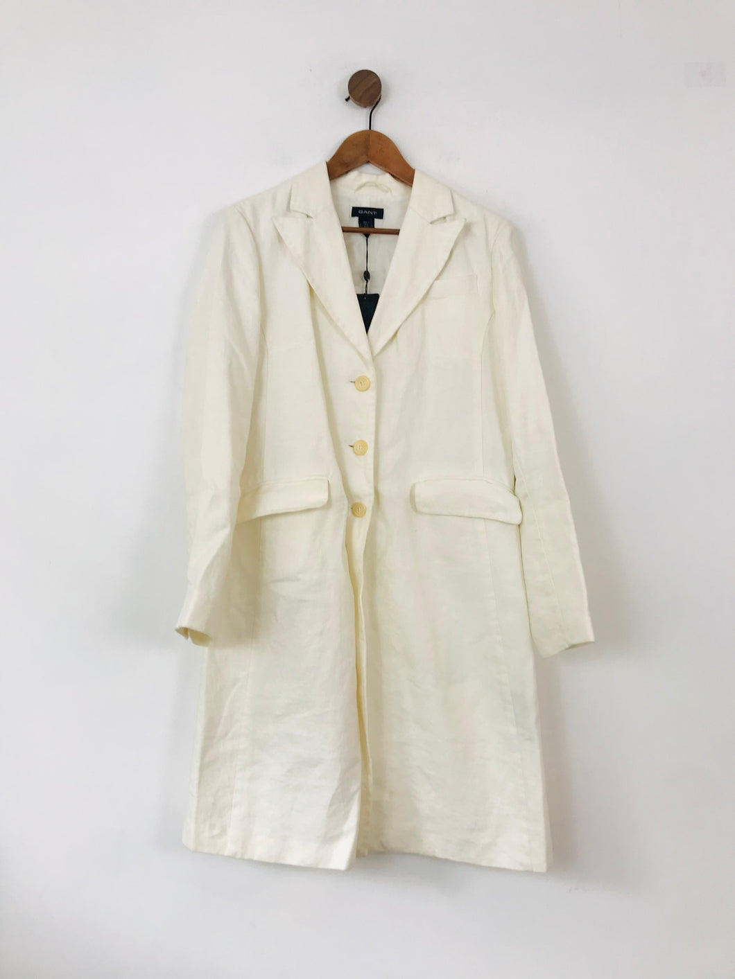 Gant Women's Linen Long Overcoat With Tags | L UK14 | White