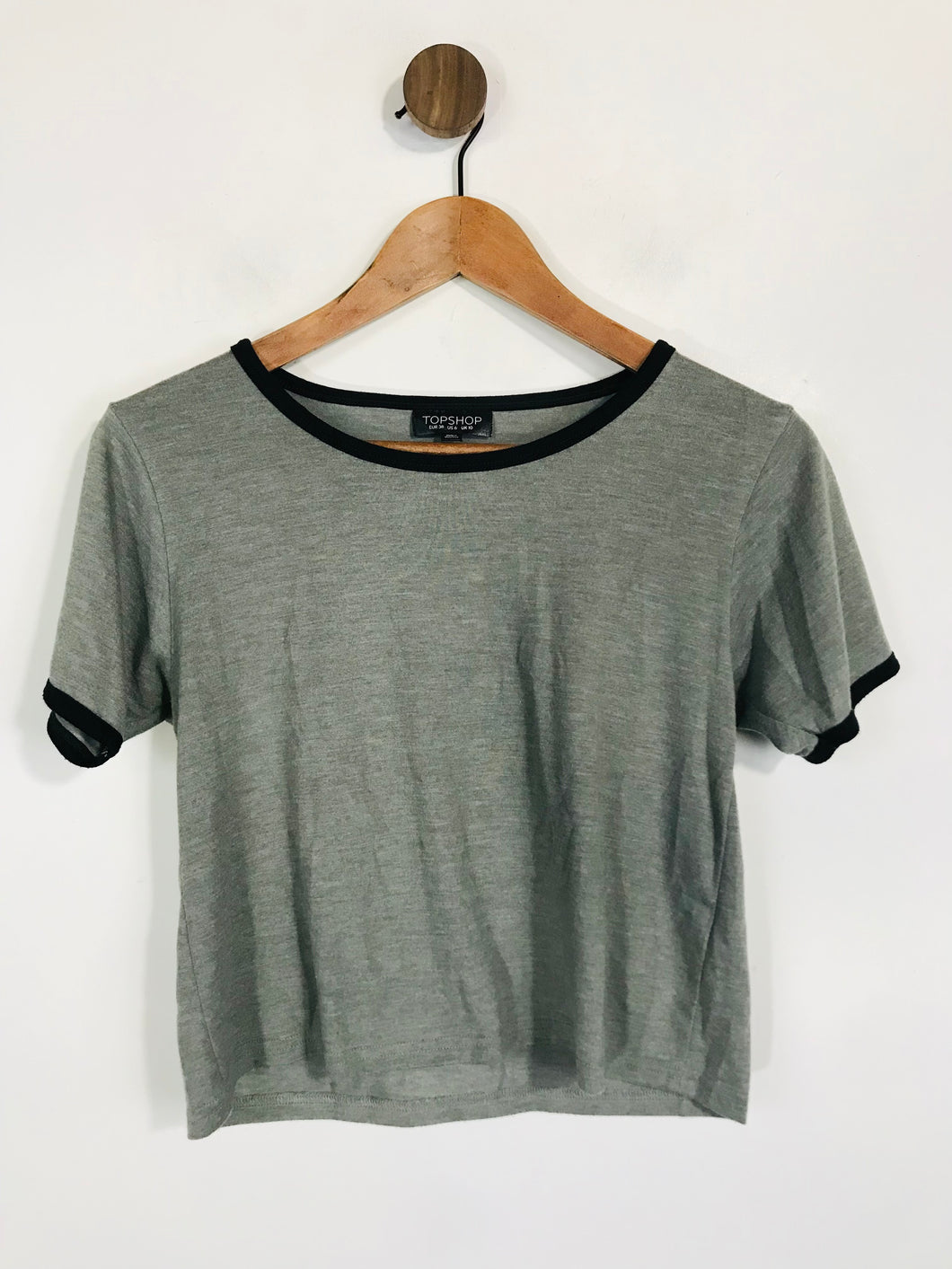 Topshop Women's Crop T-Shirt | UK10 | Grey