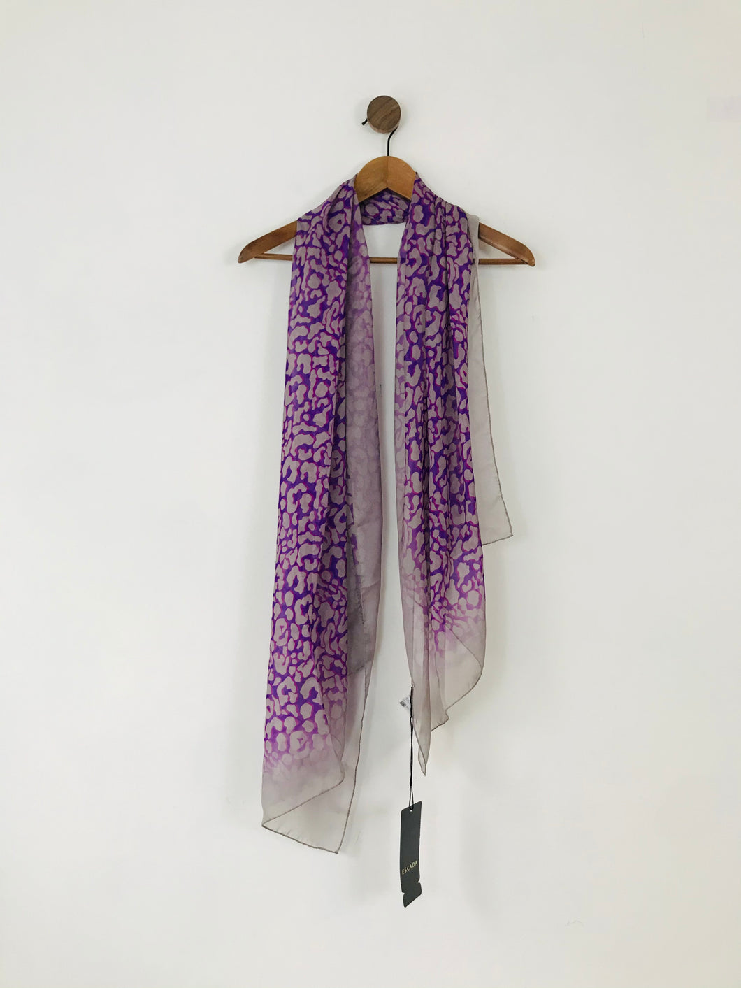 Escada Women’s Animal Print 100% Silk Scarf NWT | Purple