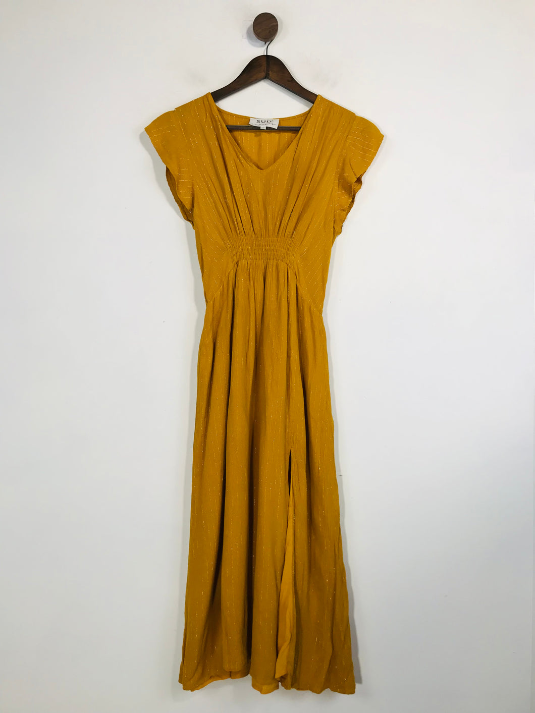 Sud Express Women's Striped Midi A-Line Dress | S UK8 | Yellow