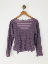 Load image into Gallery viewer, Jigsaw Women’s Lace Long Sleeve Wrap Blouse Top | L UK14 | Purple
