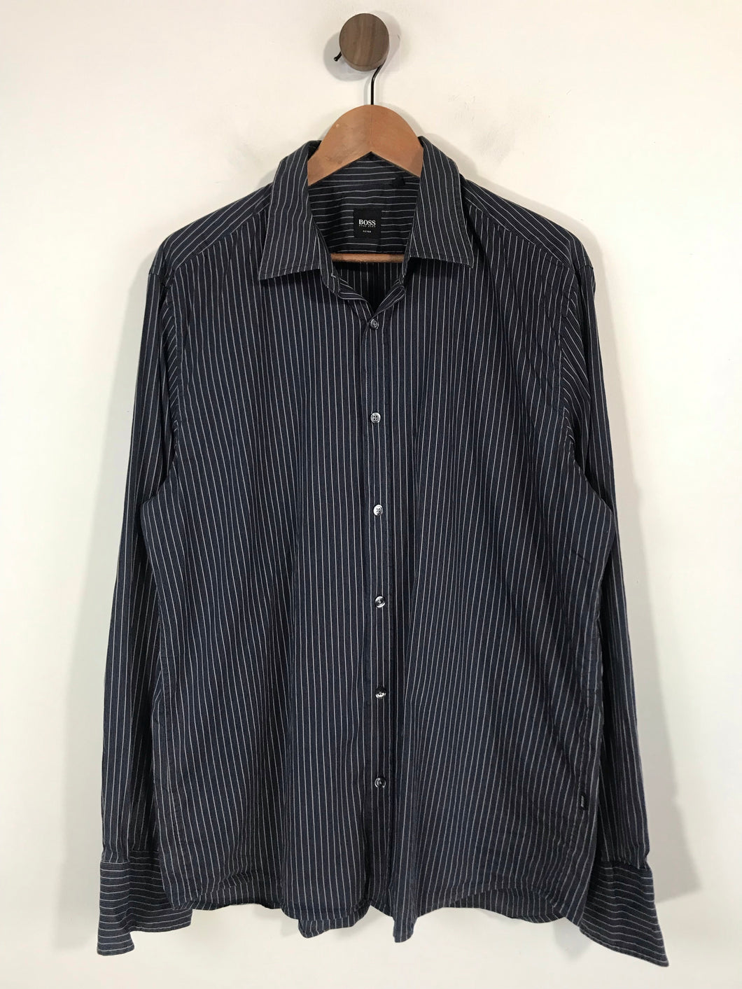 Hugo Boss Men's Cotton Striped Button-Up Shirt | XL | Blue