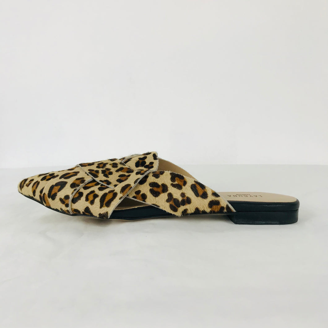 Laycuna Womens Leopard Print Slip-on Silder Sandals | EU38 UK5 | Brown