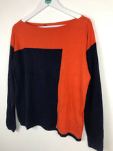 Load image into Gallery viewer, Ralph Lauren Womens Colour Block Knit Jumper | UK12 | Navy Orange
