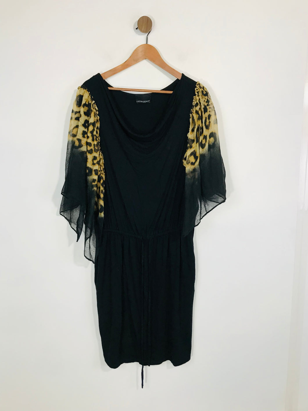 Cynthia Rowley Women's Leopard Print Sheath Dress | L UK14 | Black