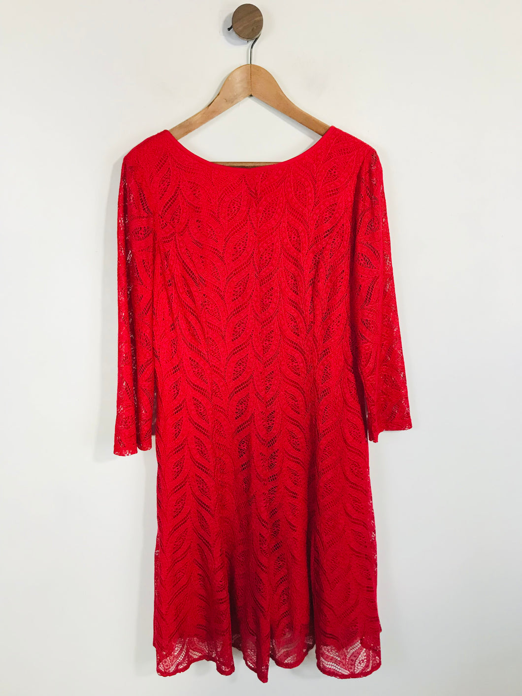 Biba Women's Lace Long Sleeve Sheath Dress | UK18 | Red