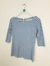 Load image into Gallery viewer, People Tree Women’s Organic Stripe Three Quarter Length Sleeve Tshirt | UK10 | Blue
