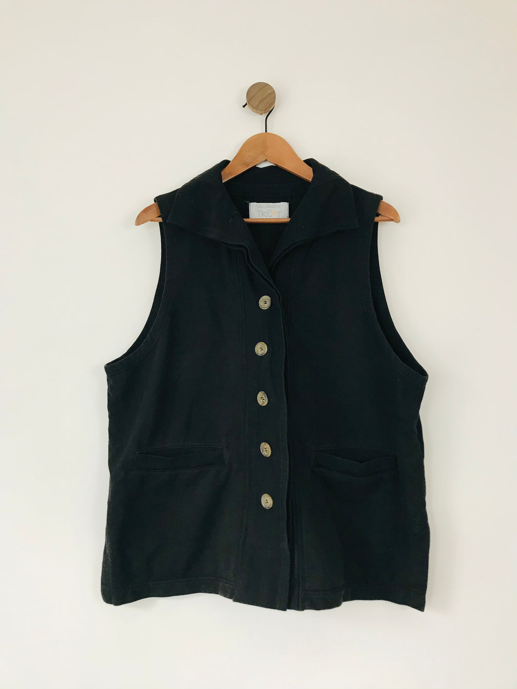 Yacco Maricard Women’s Collared Button Waistcoat Vest | L UK16 | Black