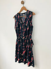 Load image into Gallery viewer, AllSaints Women’s Silk Floral V-Neck Tie Waist Dress | UK10 | Navy Blue
