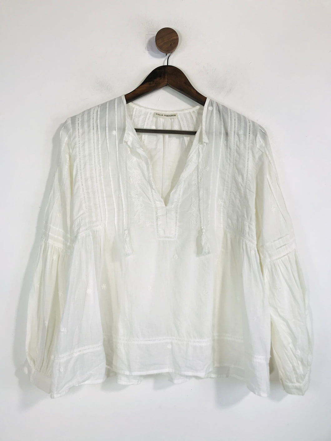 Ulla Johnson Women's Boho Embroidered Blouse | 4 | White