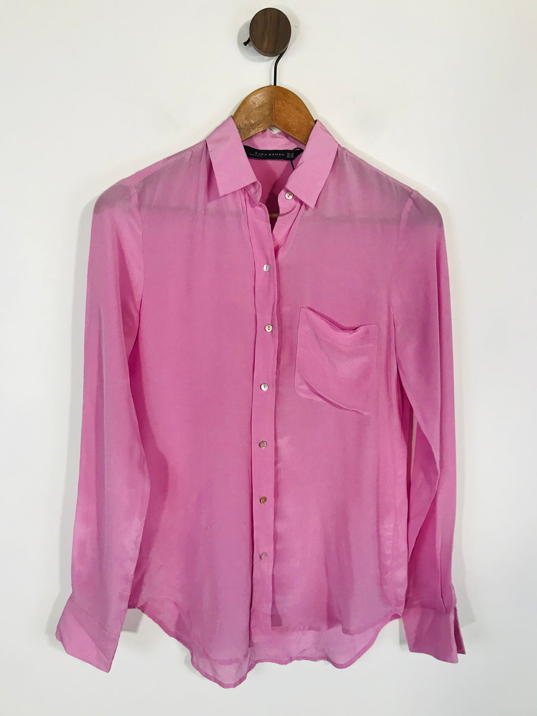 Zara Women's Silk Button Blouse | XS UK6-8 | Pink