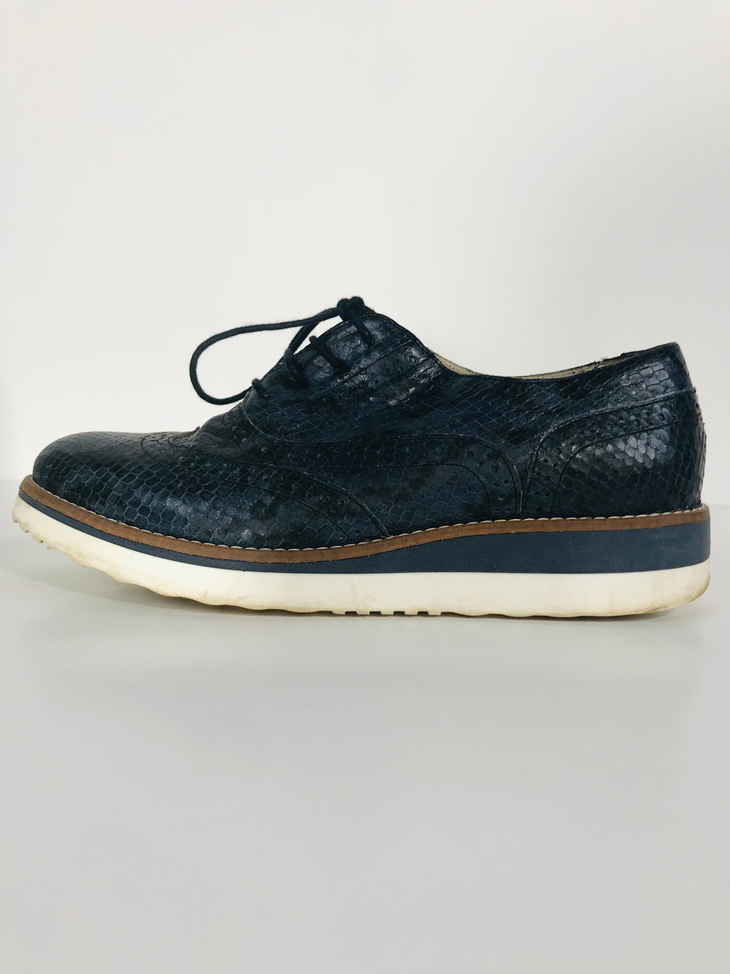 Boden Women's Snakeskin Platform Brogues Shoes | UK5 | Blue