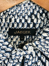 Load image into Gallery viewer, Jaeger Women&#39;s Linen Polka Dot Midi Dress | UK10  | Blue
