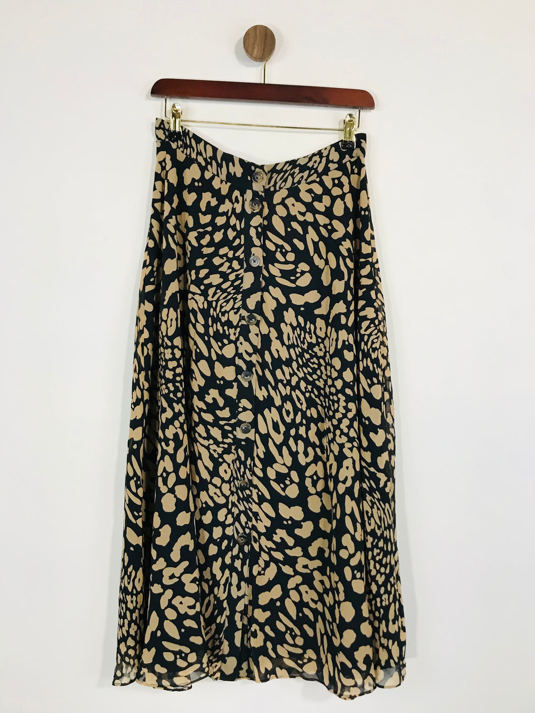 Massimo Dutti Women's Leopard Print Midi Skirt NWT | EU40 UK12 | Beige