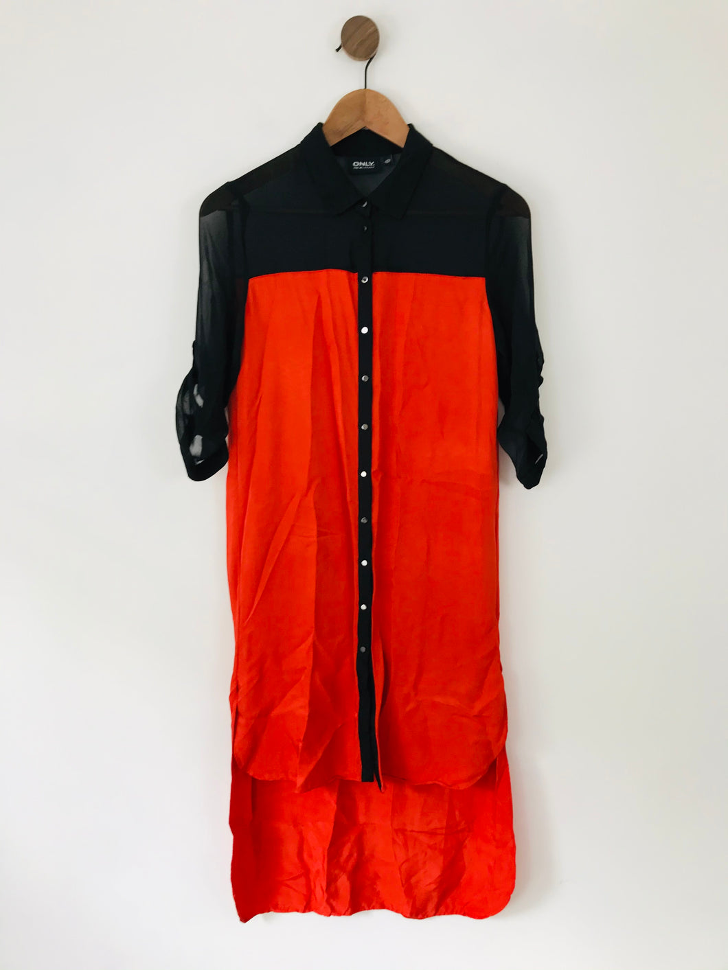 Only Women's Long Sleeve Shirt Dress | S UK8 | Orange