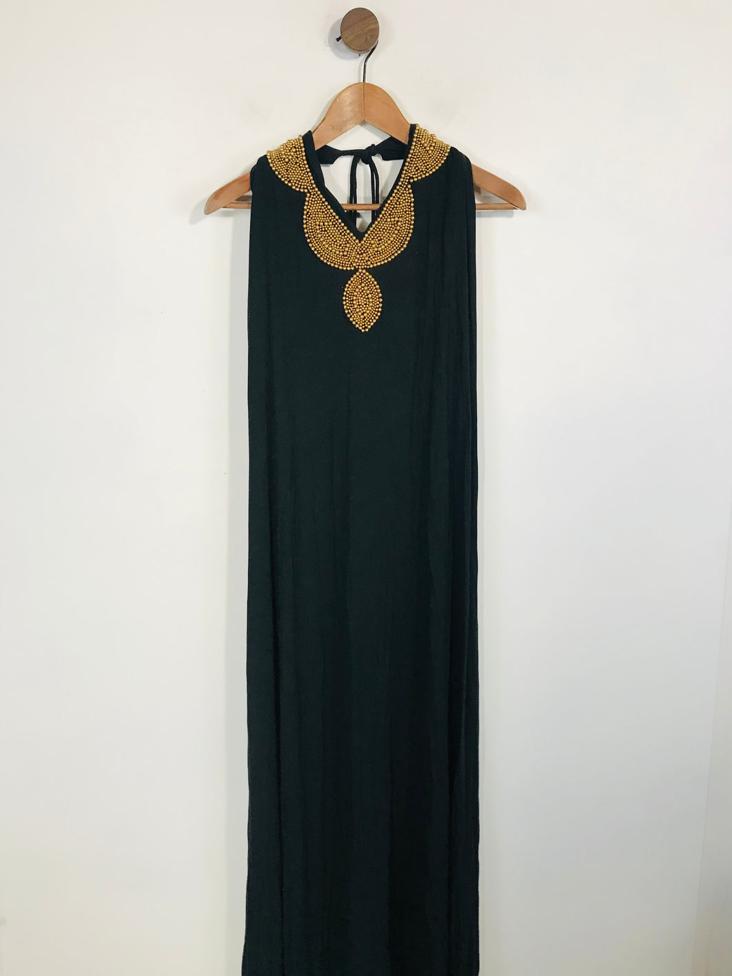 Biba Women's Boho Halter Neck Maxi Dress | L UK14 | Black