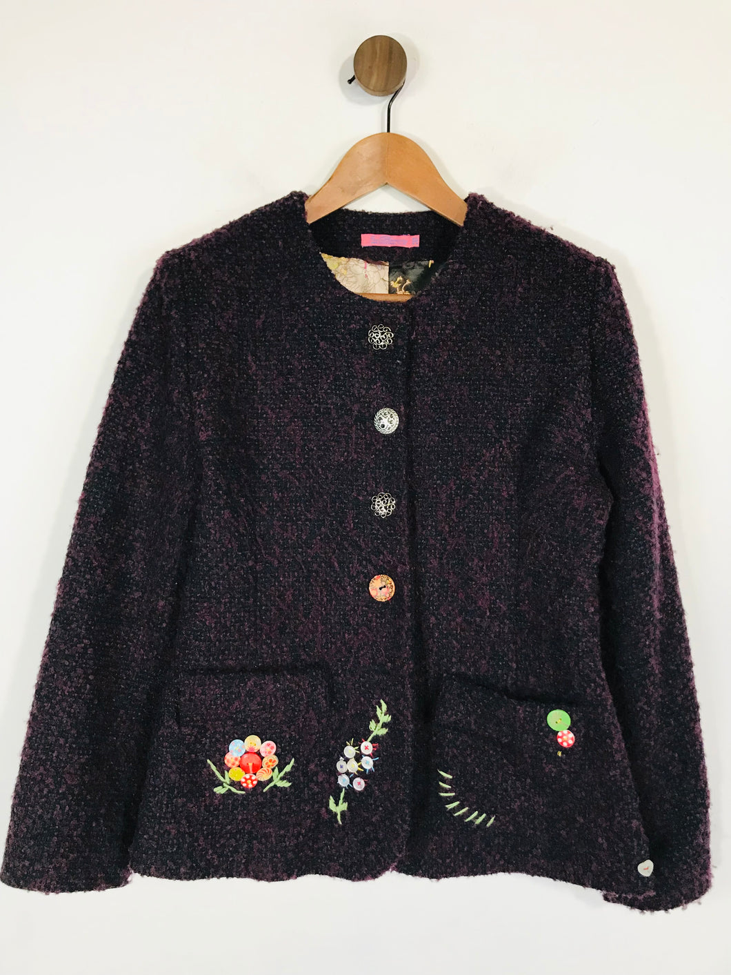 Joe Browns Women's Tweed Wool Blazer Jacket | UK12 | Purple