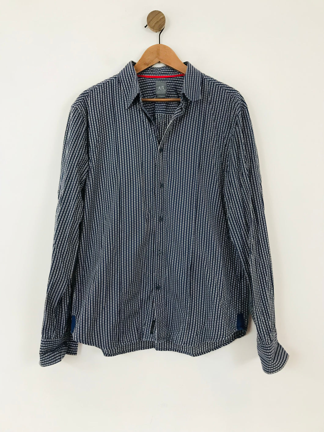 Armani Exchange Men's Textured Patterned Button-Up Shirt | L | Blue