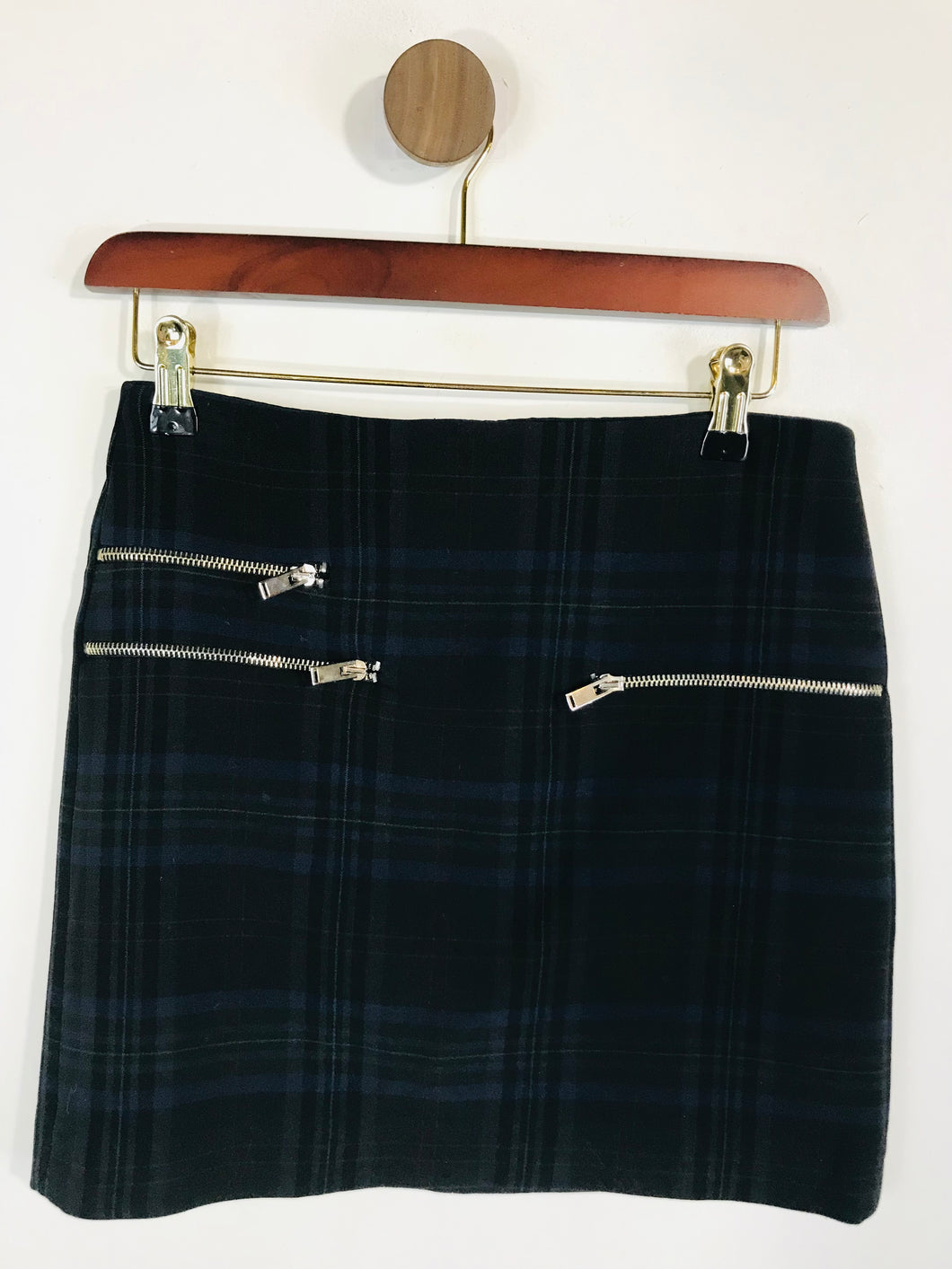 Zara Women's Check Mini Skirt | XS UK6-8 | Blue
